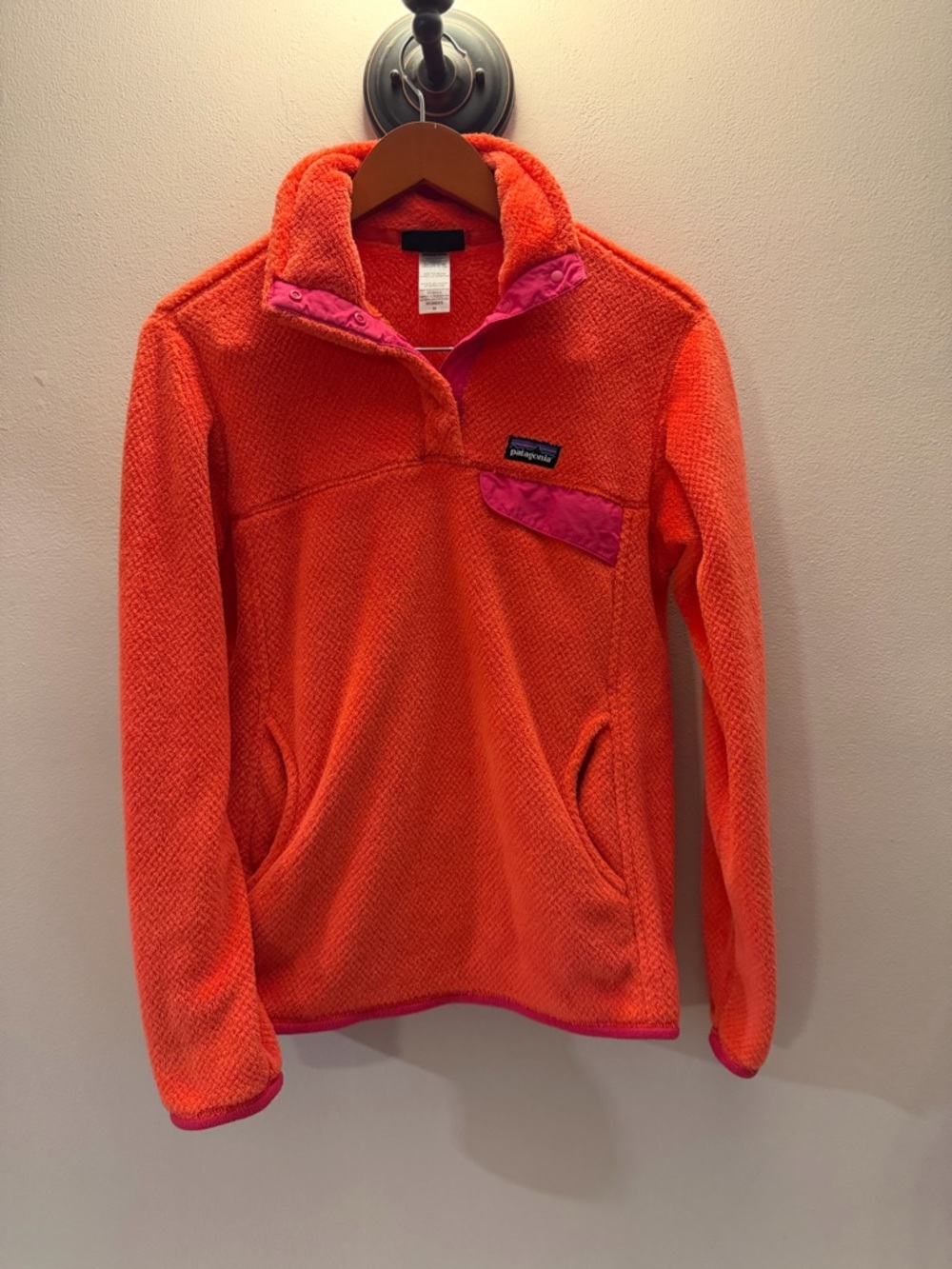 Patagonia Re-Tool Snap-T Pullover Fleece Orange Pink Womens Medium 25442